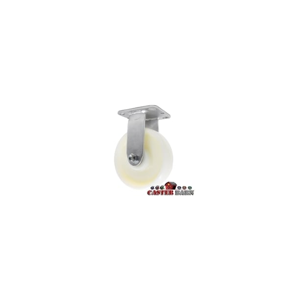 MEDIUM DUTY 8"X 2" WHITE NYLON WHEEL, RIGID CASTER 1,100lbs Capacity